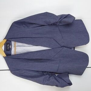 Chelsea Rose Womens Denim look Open Blazer Ruched Sleeves Modern New! Sz.14